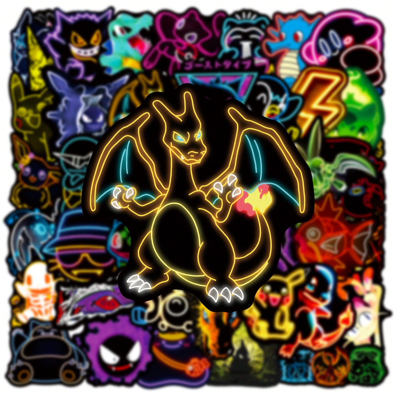 Laptop Accessories Light - 60/100 Stück Neonlicht Anime Pokemon Aufkleber-Set