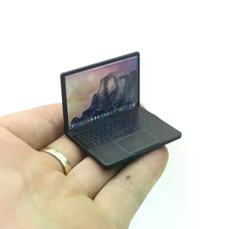 Laptop Accessories Cute - Niedlicher Simulations-Mini-Laptop im Maßstab 1:12, Miniatur-Computer