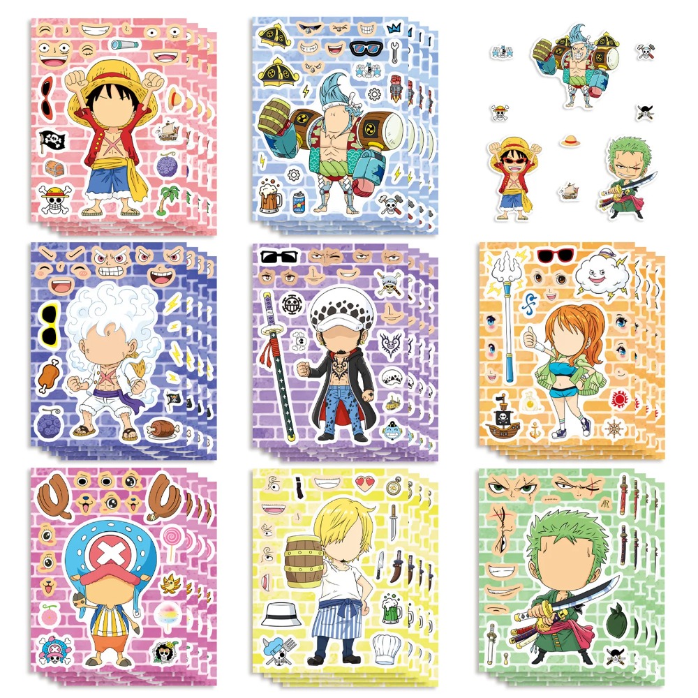 Laptop Accessories Kids - 8/16/24 Blatt One Piece Luffy Kinder-Puzzle-Aufkleber