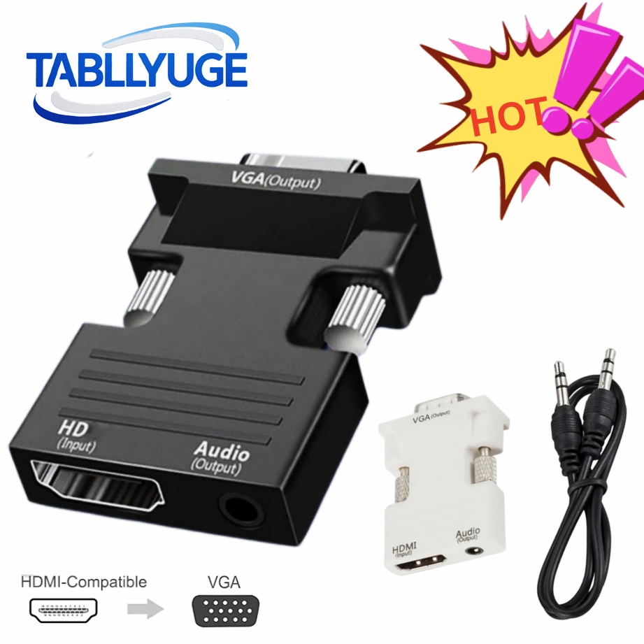 Hdmi Vga Adapter - HDMI-kompatibler zu VGA-Adapter 1080P mit 3,5-mm-Audiokabel